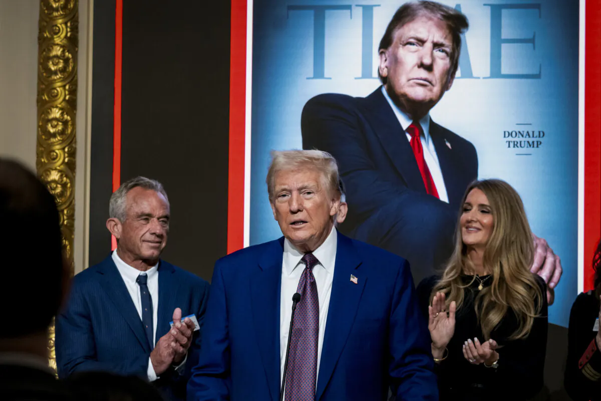 President-elect Donald Trump speaks at a reception at the New York Stock Exchange after being named Time magazine's “Person of the Year” for the second time, in New York City, on Dec. 12, 2024. (Spencer Platt/Getty Images)