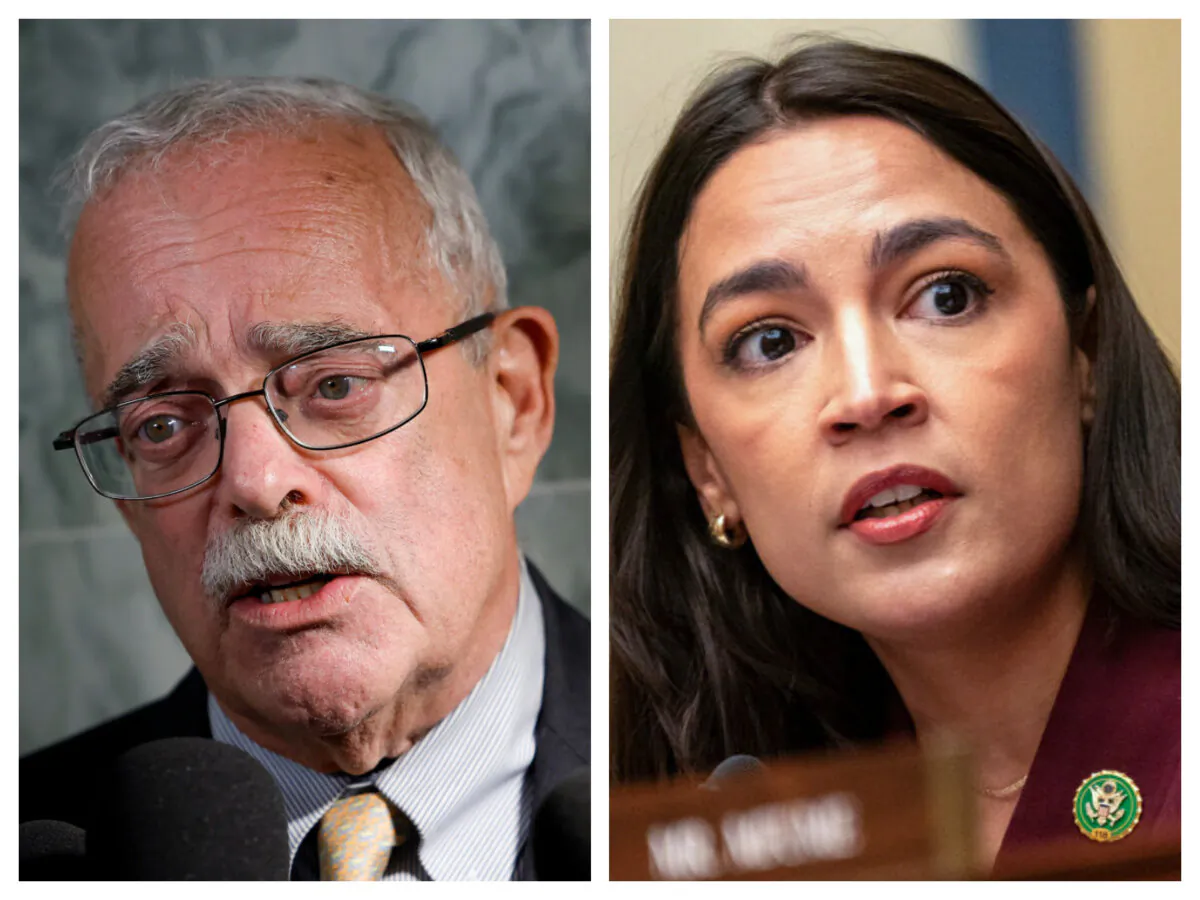 (Left) U.S. Rep. Gerry Connolly (D-Va.). (Right) Rep. Alexandria Ocasio-Cortez (D-NY) (Kevin Dietsch/Getty Images)
