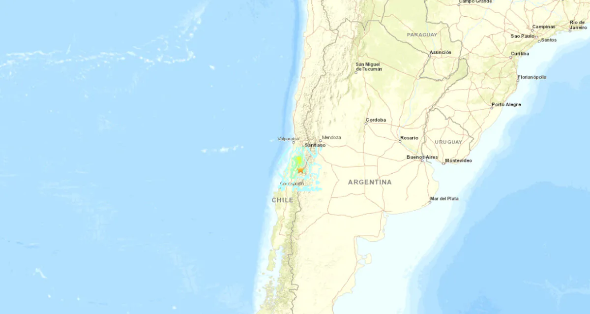 A map shows the location of a 6.4 magnitude earthquake that struck central Chile on Dec. 13, 2024. (USGS)