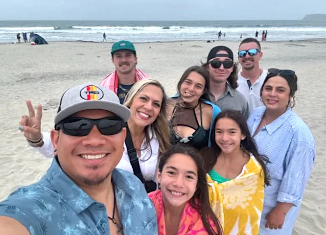 (L-R) Melvin Galang, his wife, Coree Ray, and their children in San Diego on June 22, 2024. (Courtesy of Coree Ray)