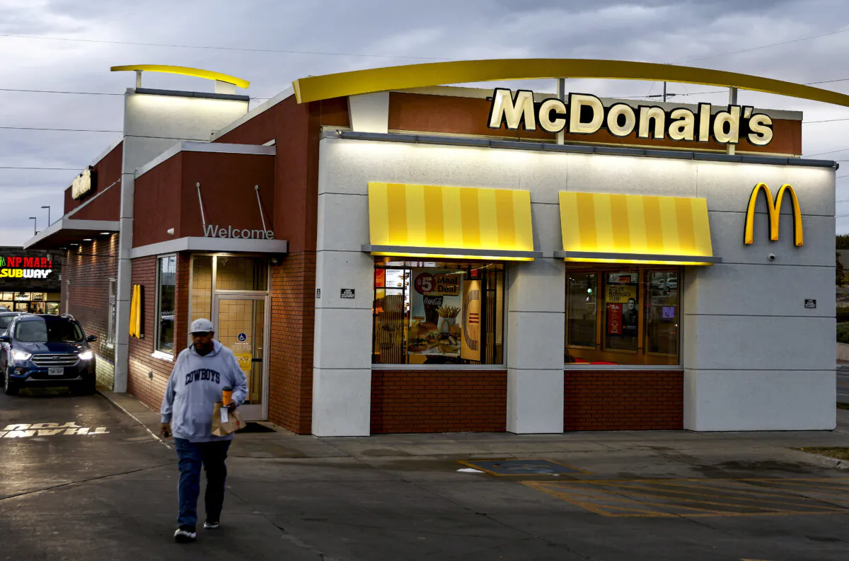 A customer walks out of a McDonald’s restaurant in Omaha, Neb., on Oct. 23, 2024. (Mario Tama/Getty Images)