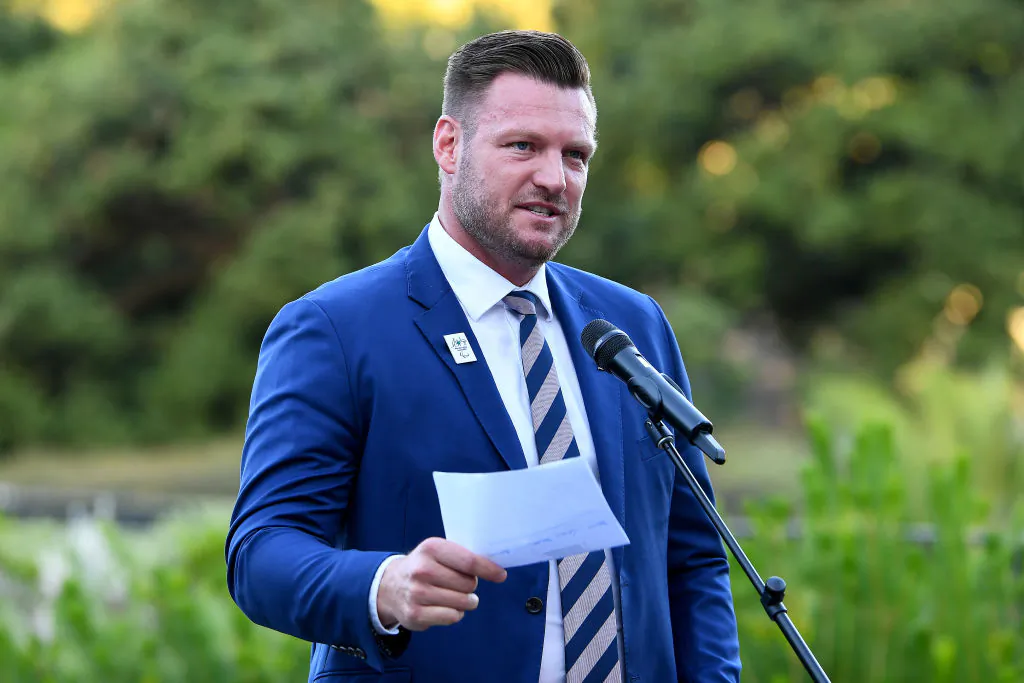 Victorian Liberal MP Sam Groth speaks at Parliament House in Melbourne, Australia, on March 5, 2024. (Josh Chadwick/Getty Images for AOC)