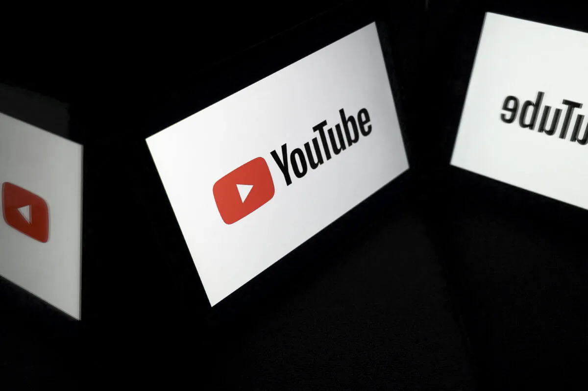 A picture taken on October 5, 2021 in Toulouse shows the logo of Youtube social media displayed by a tablet. (Photo by Lionel BONAVENTURE / AFP) (Photo by LIONEL BONAVENTURE/AFP via Getty Images)
