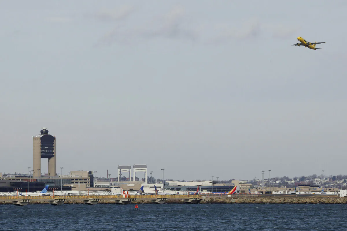 A Spirit airlines flight takes off from Boston's Logan Airport on Jan. 9, 2023. (Brian Snyder/Reuters)