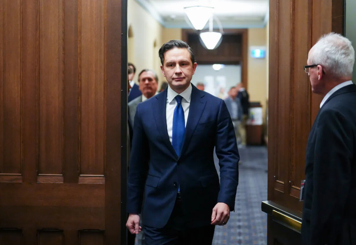 Conservative Leader Pierre Poilievre leaves the Prime Minister’s office in the West Block on Parliament Hill in Ottawa on Dec. 3, 2024. (The Canadian Press/Sean Kilpatrick)