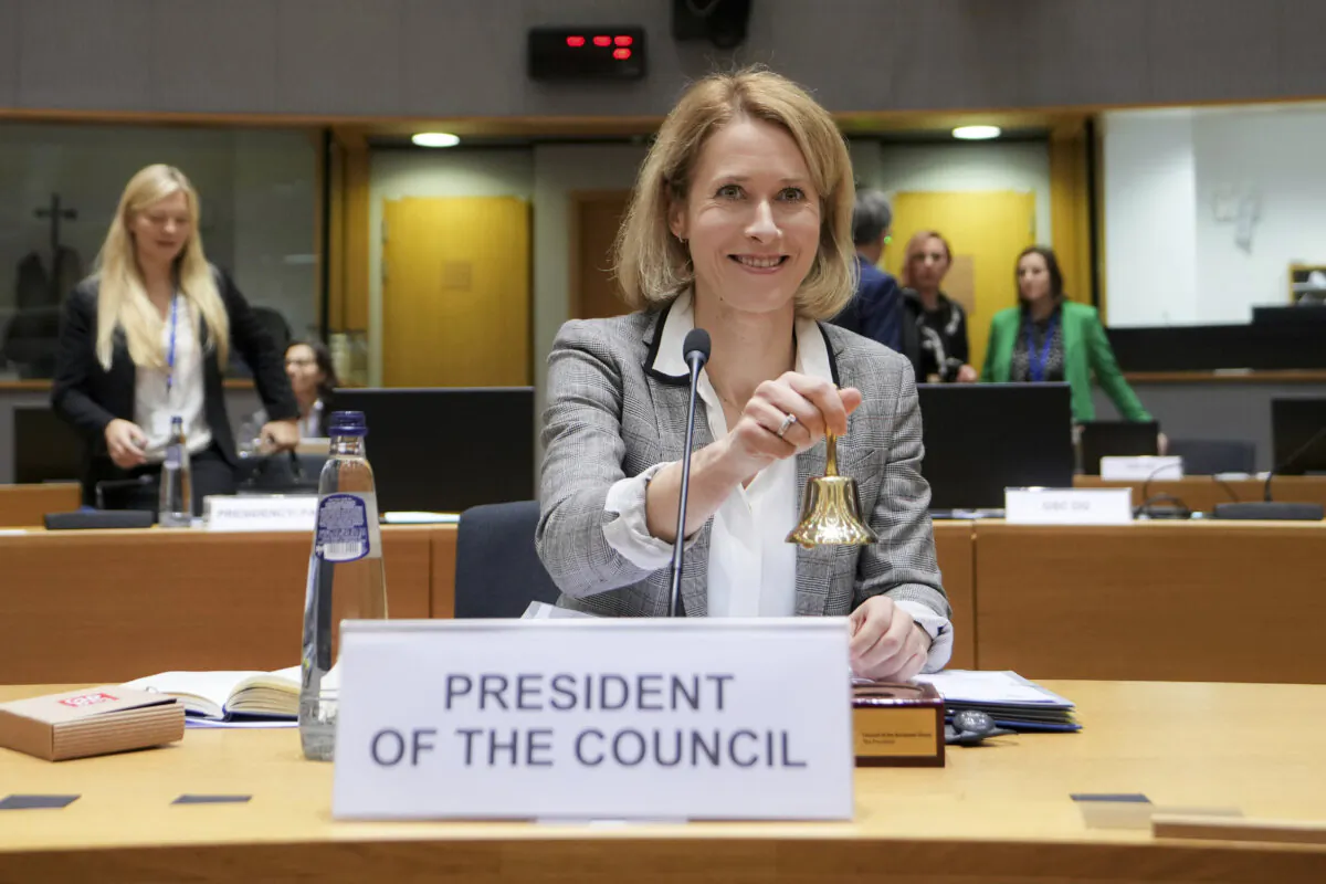 EU foreign policy chief Kaja Kallas at a meeting of EU foreign ministers at the European Council building in Brussels on Dec. 16, 2024. (Virginia Mayo/AP Photo)