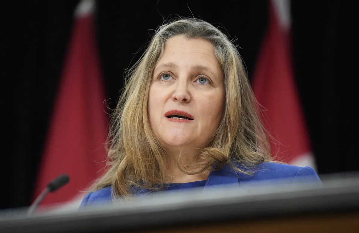 Former Deputy Prime Minister and Finance Minister Chrystia Freeland speaks with reporters in Ottawa, on Dec. 10, 2024. (The Canadian Press/Adrian Wyld)