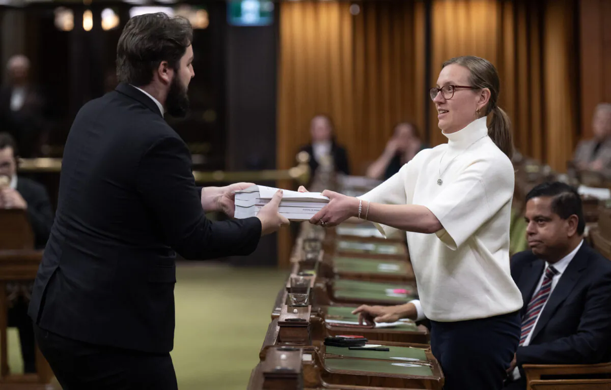 Government House Leader Karina Gould tables the Fall Economic Statement in the House of Commons, in Ottawa, on Dec. 16, 2024. (The Canadian Press/Adrian Wyld)