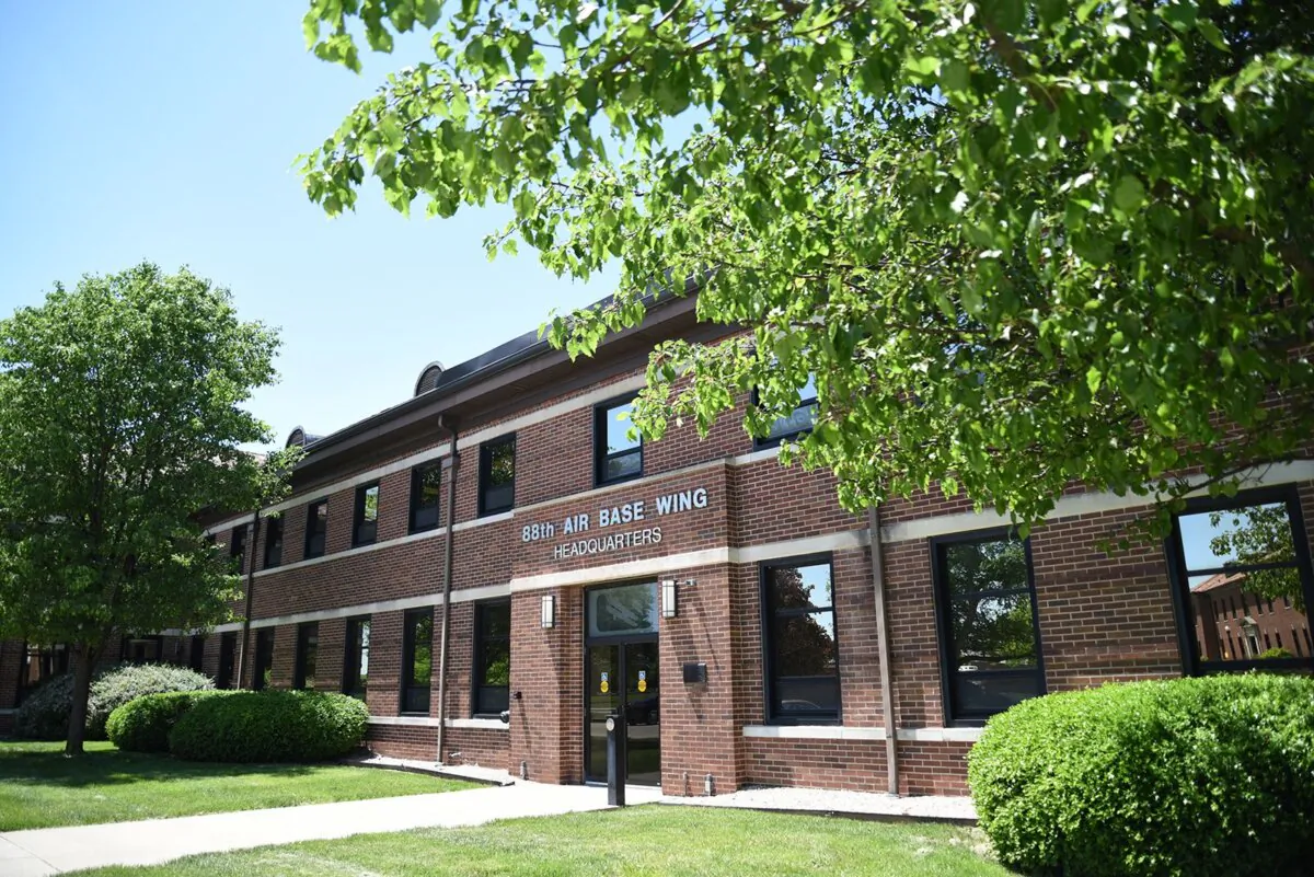 The 88th Air Base Wing headquarters at Wright-Patterson Air Force Base, Ohio, on May 17, 2022. (Matthew Clouse/U.S. Air Force)