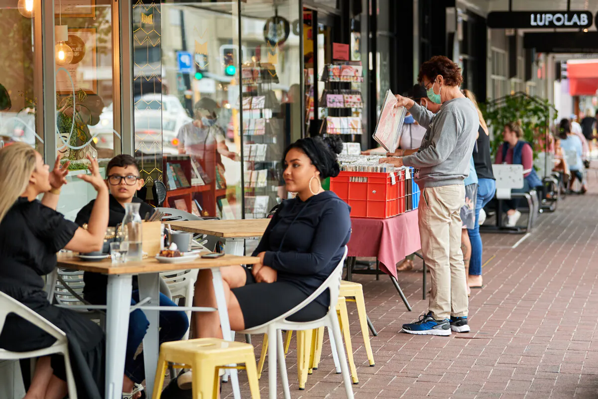 Customers at cafes and retailers in Perth, Australia on Feb. 6, 2021. (Stefan Gosatti/Getty Images)