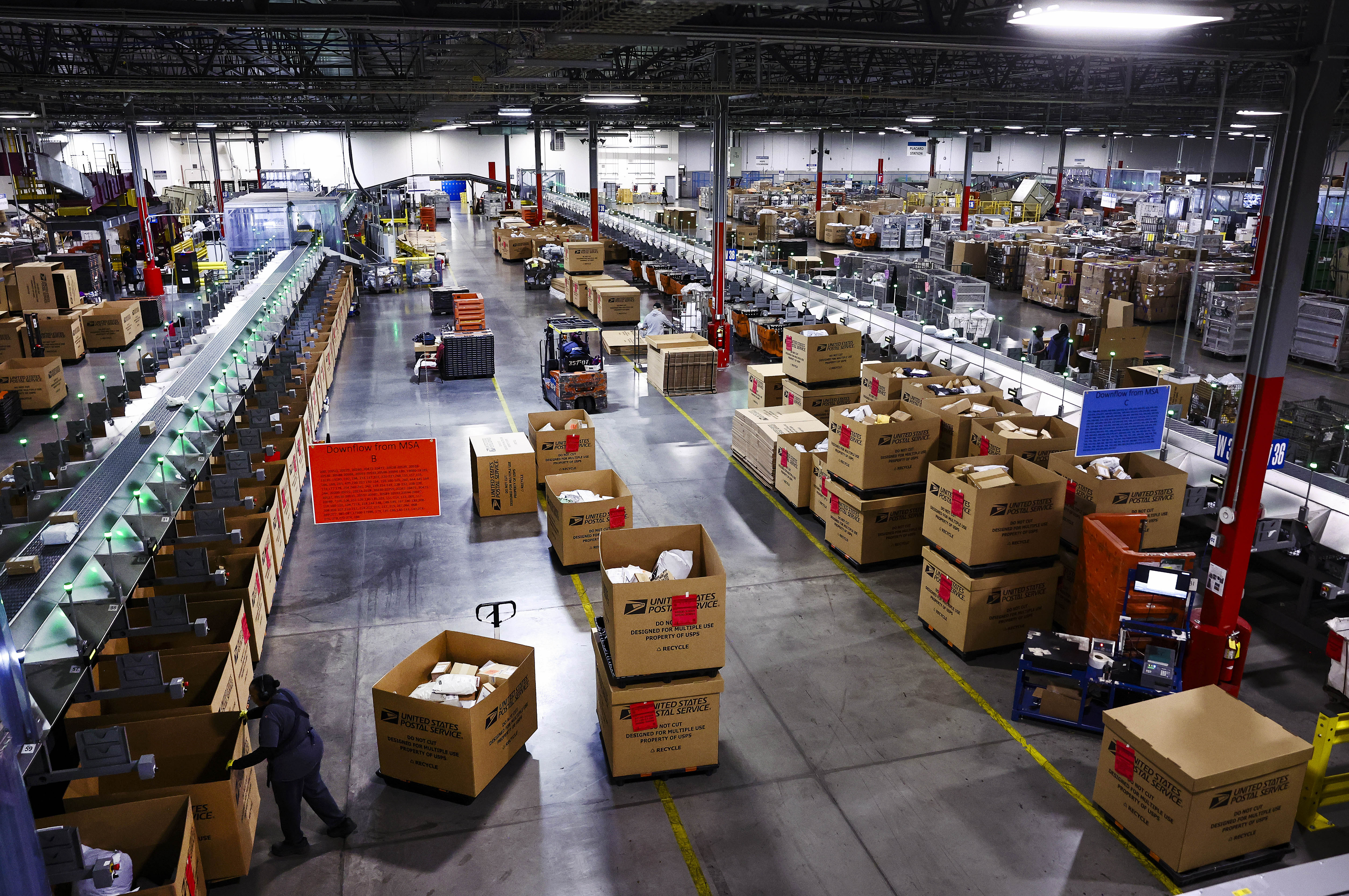 United States Postal Service Processing Center In Los Angeles Prepares For The Busy Holiday Season