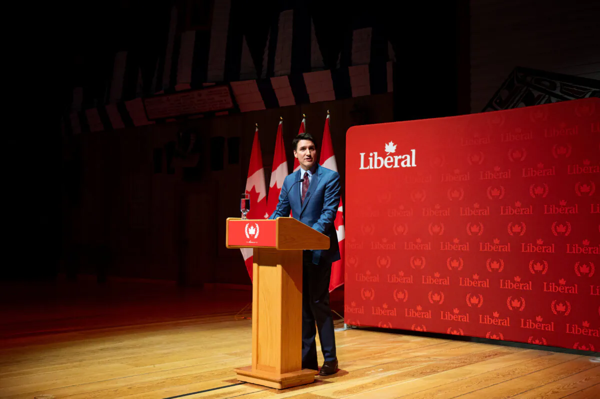 Prime Minister Justin Trudeau speaks during a Laurier Club Holiday Party event in Gatineau, Que., on Dec. 16, 2024. (The Canadian Press/Spencer Colby)