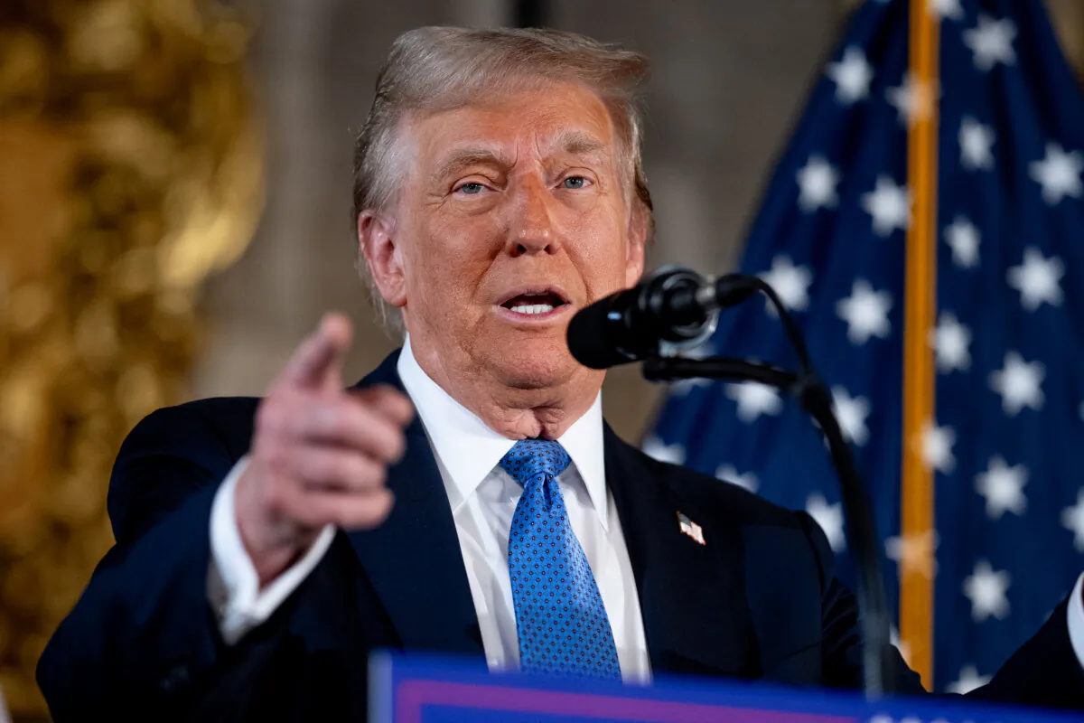 Former President Donald Trump speaks in Palm Beach, Florida, on Feb. 16, 2024. (Andrew Harnik/Getty Images)