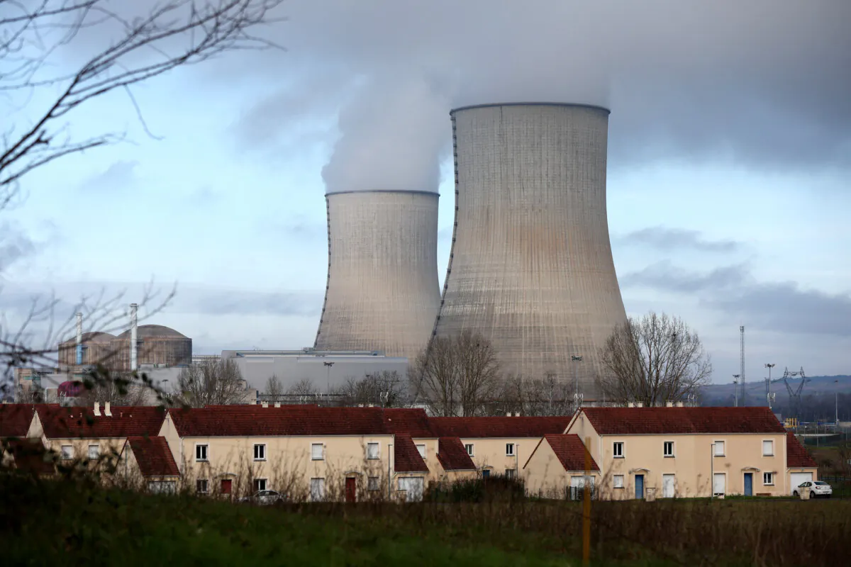 Two cooling towers of a nuclear power plant near a residential area in Civaux, central France, on Dec. 15, 2024. (Romain Perrocheau/AFP via Getty Images)