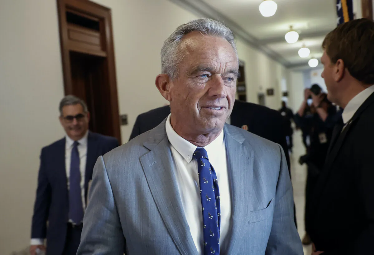 Robert F. Kennedy Jr., President-elect Donald Trump's nominee to be Secretary of Health and Human Services, arrives for a meeting in the Russell Senate Office Building in Washington on Dec. 17, 2024. (Kevin Dietsch/Getty Images)