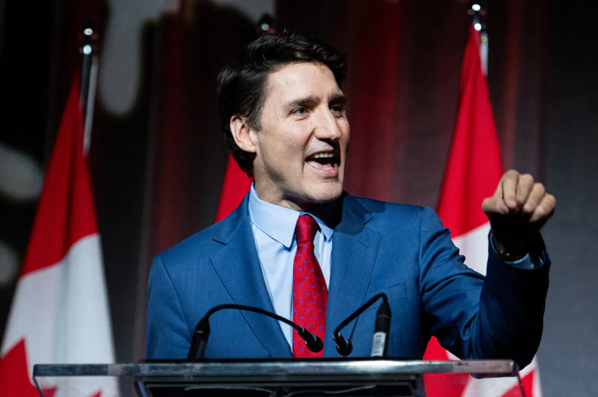 Prime Minister Justin Trudeau delivers remarks during a National Caucus holiday event in Ottawa, on Dec. 17, 2024. (THE CANADIAN PRESS/Spencer Colby)