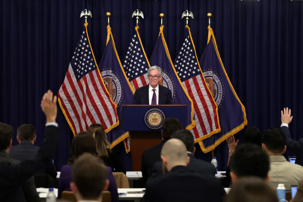 Federal Reserve Board Chairman Jerome Powell speaks during a press conference following a meeting of the Federal Open Market Committee at the Federal Reserve in Washington, on Dec. 18, 2024. (Alex Wong/Getty Images)