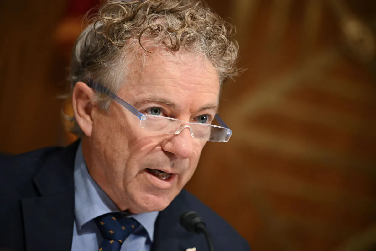 Sen. Rand Paul (R-Ky.) speaks during a Senate Homeland Security and Government Affairs Committee hearing on Capitol Hill in Washington on Oct. 31, 2023. (Mandel Ngan/AFP/Getty Images)