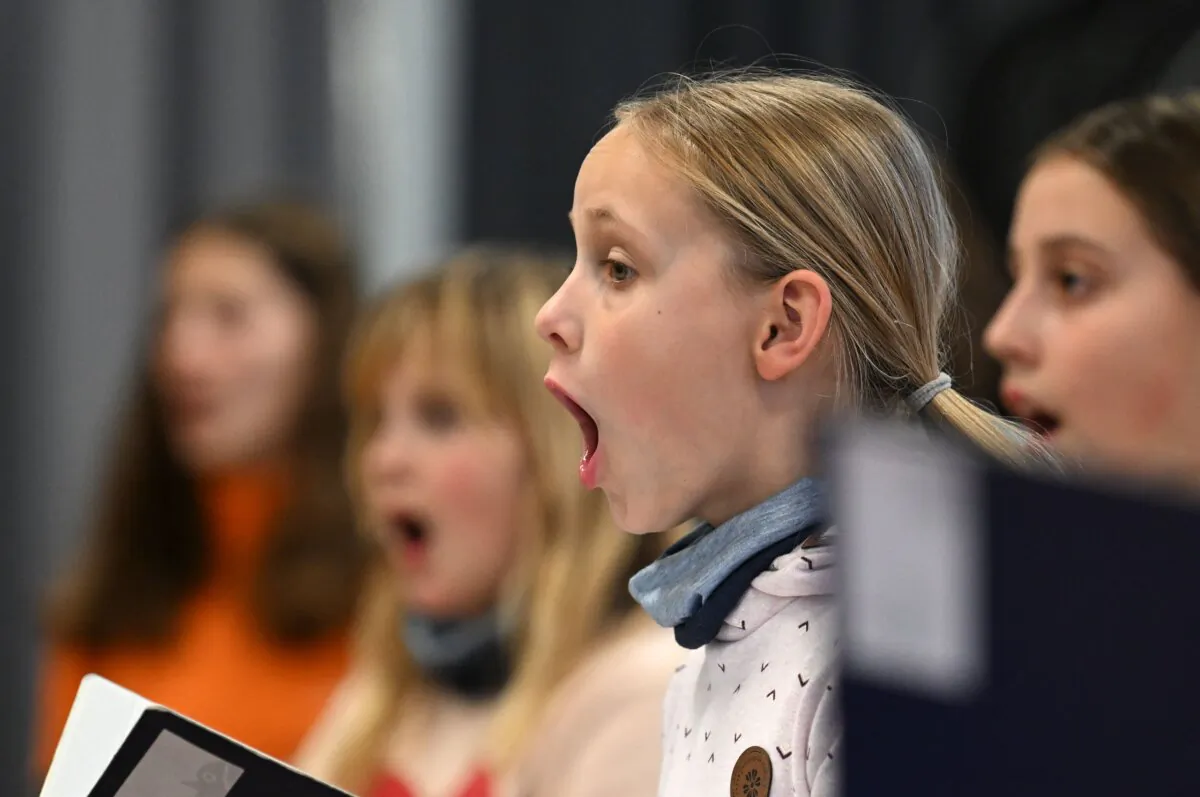 Members of the Regensburger Domspatzen girls' choir rehears in Regensburg, southern Germany, on Dece. 2, 2022. (Christof Stache/AFP via Getty Images)