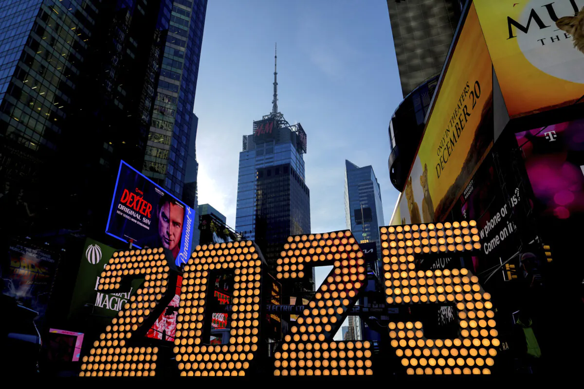 The 2025 New Year's Eve numerals are displayed in Times Square in New York on Dec. 18, 2024. (AP Photo/Julia Demaree Nikhinson) 