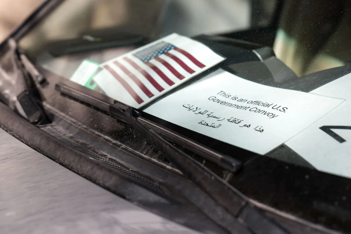 A car belonging to the US delegation parked outside a hotel in Damascus on Dec. 20, 2024. (Omar Haj Kadour/AFP via Getty Images)