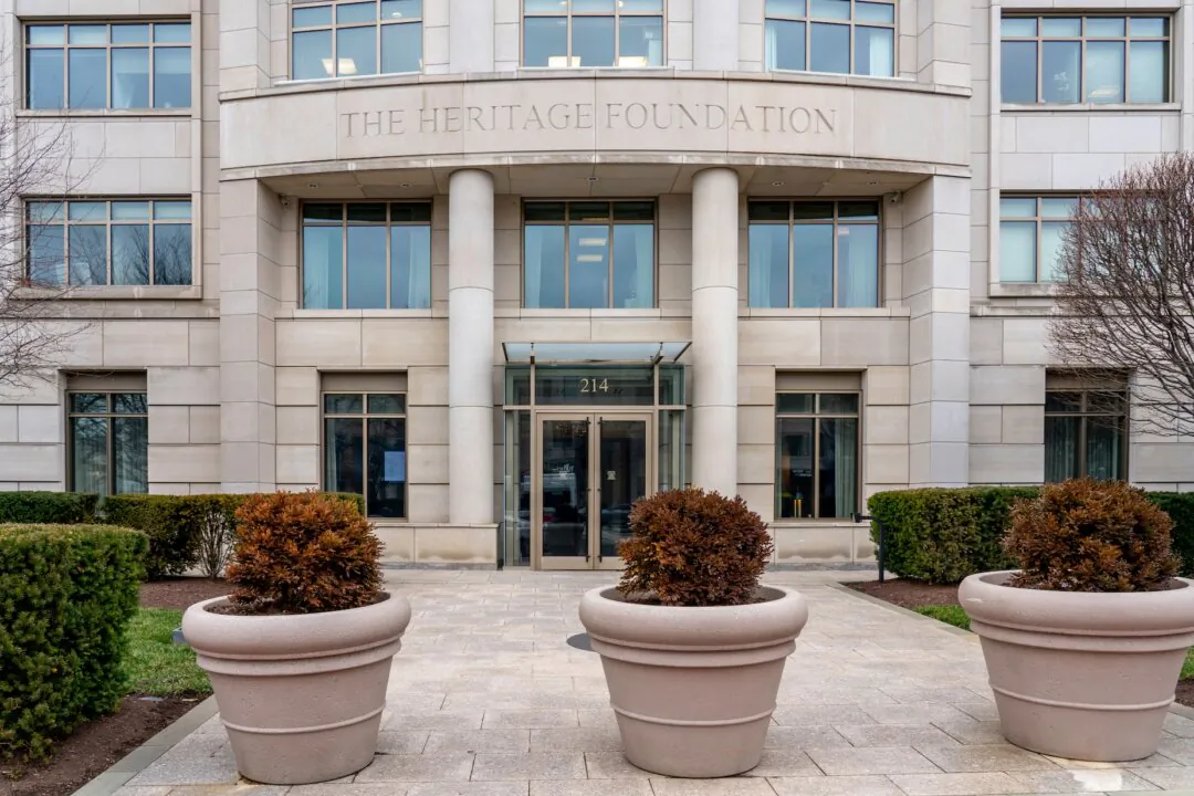 Washington, DC, USA- January 13, 2020: Exterior view of Heritage Foundation building in Washington, D.C, a research and educational institution. (JHVEPhotoc/Shutterstock)