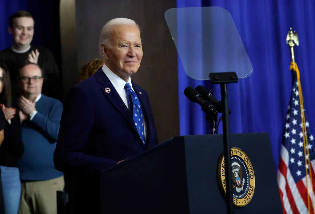 President Joe Biden speaks at the Department of Labor in Washington, on Dec. 16, 2024. (Kevin Dietsch/Getty Images)