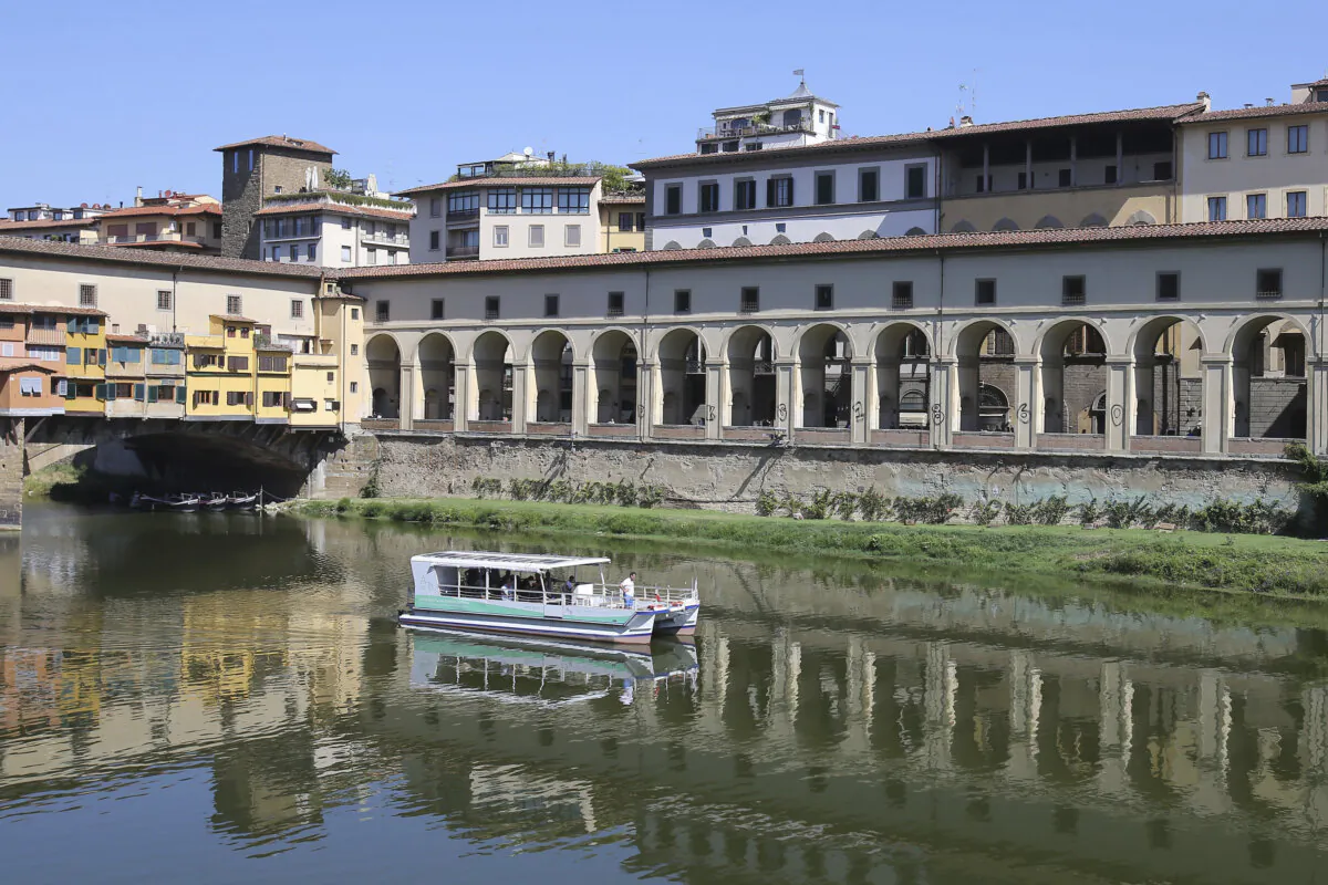 A view of the 'Corridoio Vasariano'  of Vasari Corridor, in Florence, central Italy, on Aug. 23, 2023. (Luca Moggi/LaPresse via AP)