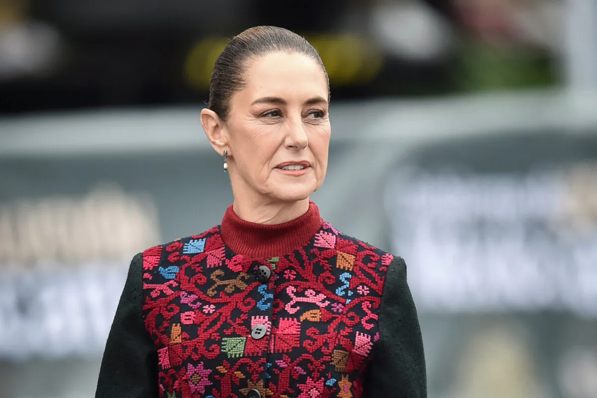 Mexican President Claudia Sheinbaum attends a military parade commemorating the 114th anniversary of the Mexican Revolution at the  Zócalo square in Mexico City on Nov. 20, 2024. (Rodrigo Oropeza/AFP via Getty Images)