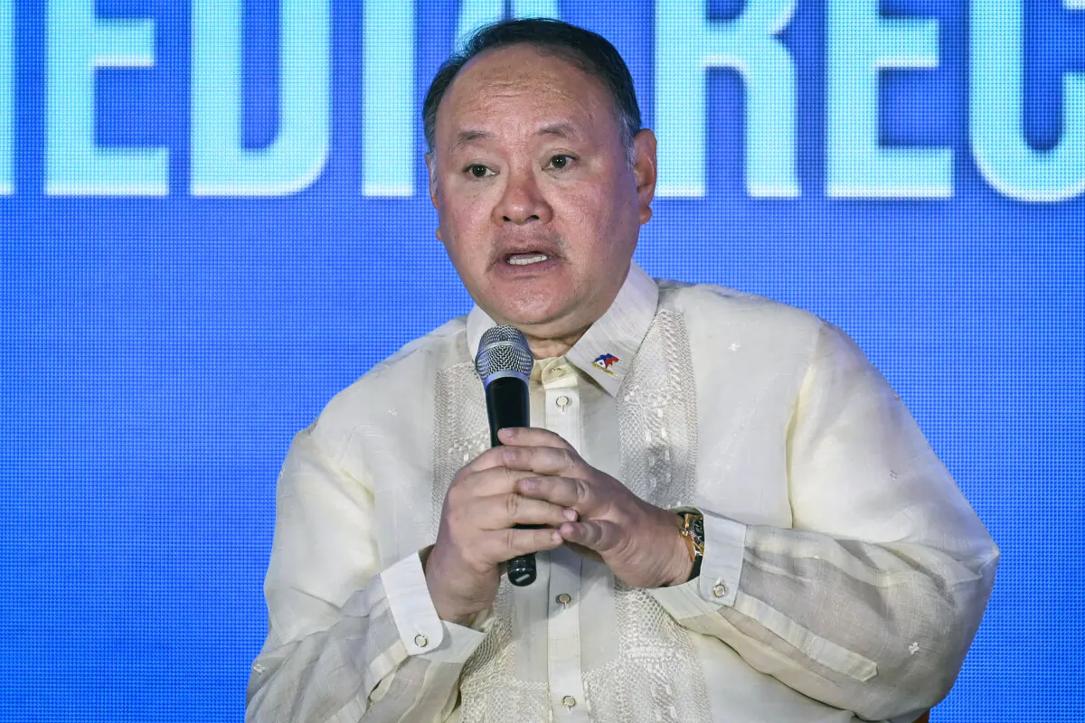 Philippine Defense Secretary Gilberto Teodoro delivers a speech during the Asia-Pacific Ministerial Conference on Disaster Risk Reduction in Manila on Oct. 14, 2024. (Jam Sta Rosa/AFP via Getty Images)