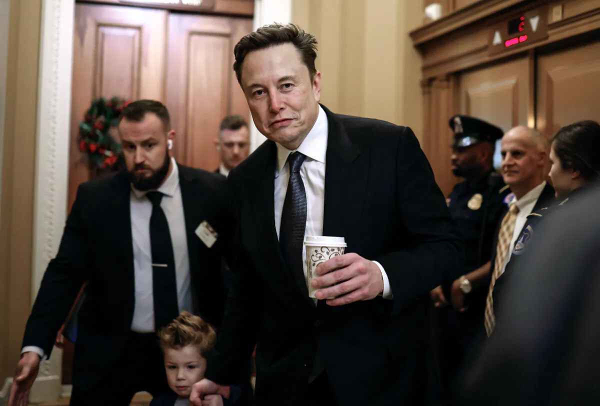 Elon Musk, co-chair of the newly announced Department of Government Efficiency, arrives on Capitol Hill in Washington on Dec. 5, 2024. (Anna Moneymaker/Getty Images)