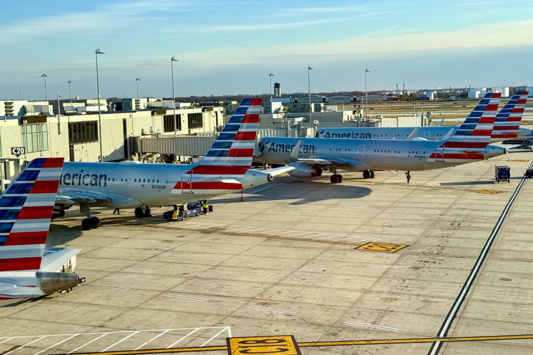 Planes parked at gates at Philadelphia International Airport (PHL) in Philadelphia on Dec. 13, 2024. (Daniel Slim/AFP via Getty Images)