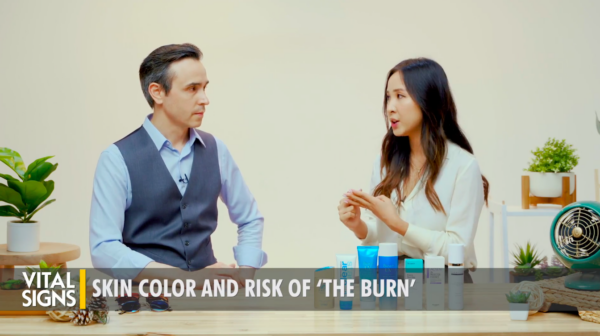 Beauty influencer Felicia Lee and “Vital Signs” host Brendon Fallon cover how to choose sunscreen and sunglasses in “***Sunlight Vs Depression, Fatigue, and Flu《《《https://ept.ms/VS_Melanoma》》》.”