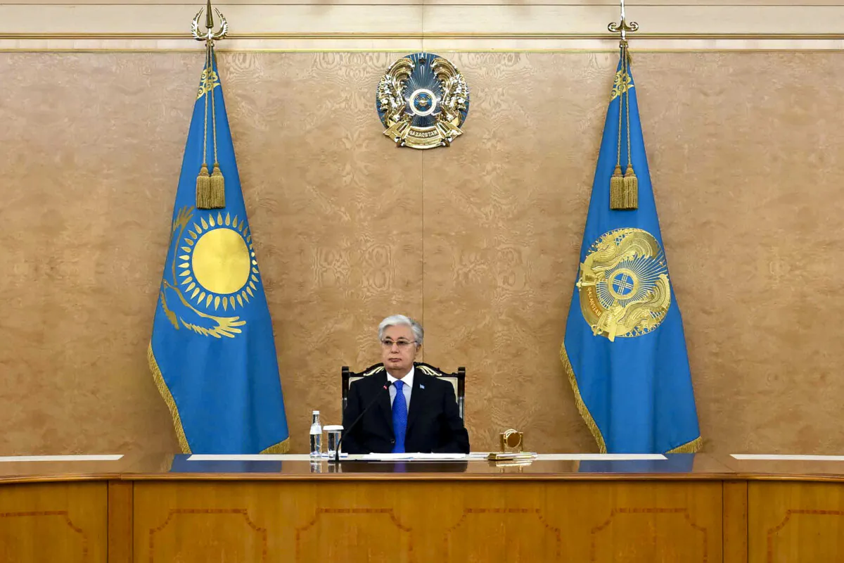 Kazakh President Kassym-Jomart Tokayev in Astana, Kazakhstan, on Dec. 28, 2024, (Kazakhstan's Presidential Press Office via AP)