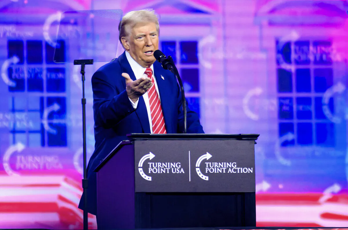 President-elect Donald Trump speaks during Turning Point's annual AmericaFest 2024 in Phoenix, Ariz., on Dec. 22, 2024. (Josh Edelson/AFP via Getty Images)