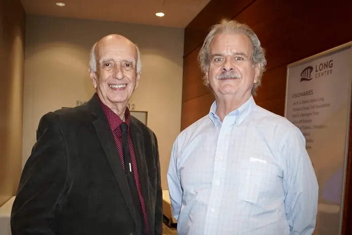 Chester Eitze (L) and Les Young enjoyed Shen Yun Performing Arts at The Long Center for the Performing Arts in Austin on Dec. 29, 2024. (Sherry Dong/The Epoch Times)