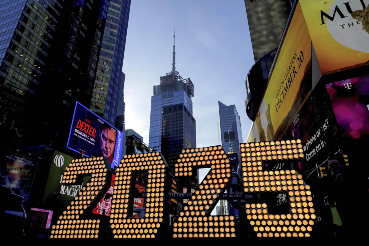 The 2025 New Year's Eve numerals are displayed in Times Square in New York on Dec. 18, 2024. (AP Photo/Julia Demaree Nikhinson)