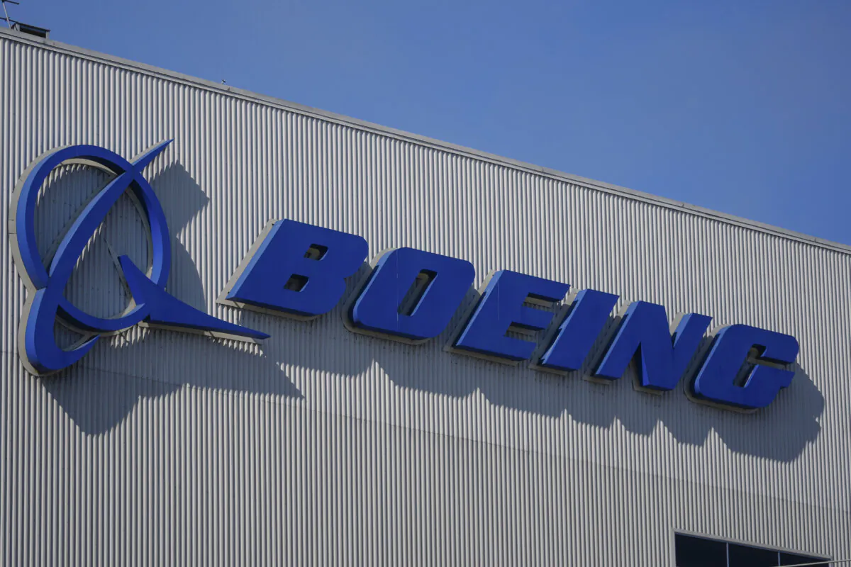The Boeing logo is displayed at the company's factory in Renton, Wash., on Sept. 24, 2024. (Lindsey Wasson/AP Photo)