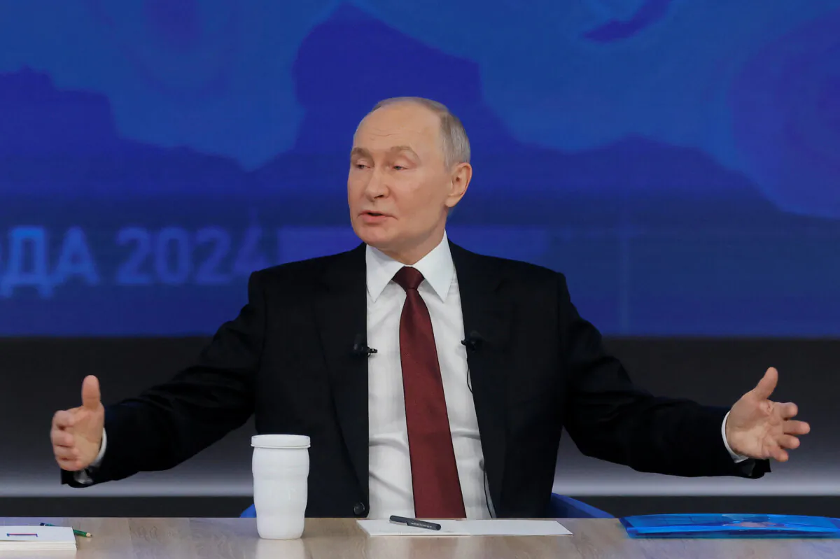 Russia's President Vladimir Putin attends his annual end-of-year press conference and phone-in, in Moscow, Russia, on Dec. 19, 2024. (Maxim Shemetov/Reuters)