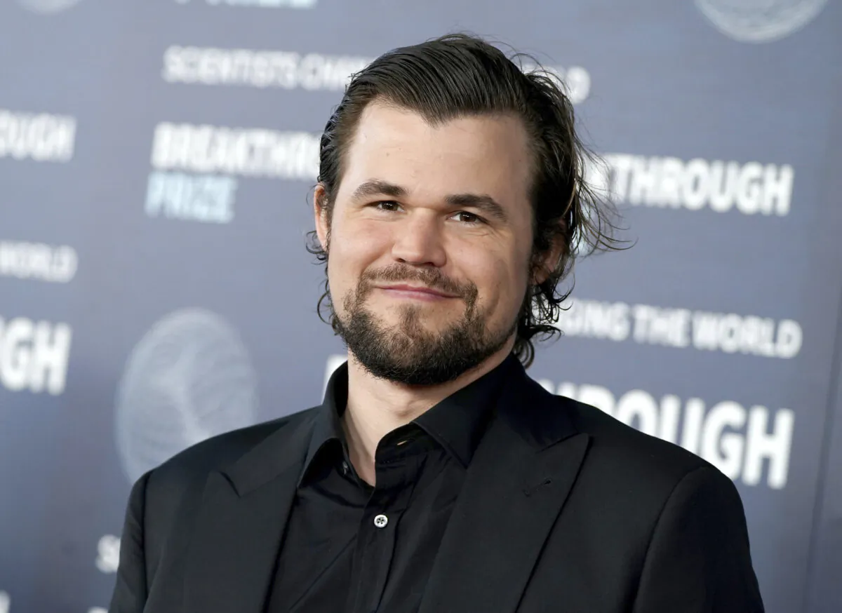 Magnus Carlsen arrives at the ninth Breakthrough Prize ceremony at The Academy Museum of Motion Pictures in Los Angeles on April 15, 2023. (Jordan Strauss/Invision/AP)