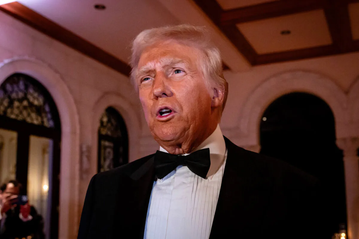 President-elect Donald Trump arrives to deliver remarks on New Year's Eve at his Mar-A-Lago Club in Palm Beach, Fla. on December 31, 2024. (Eva Marie Uzcategui/Getty Images)