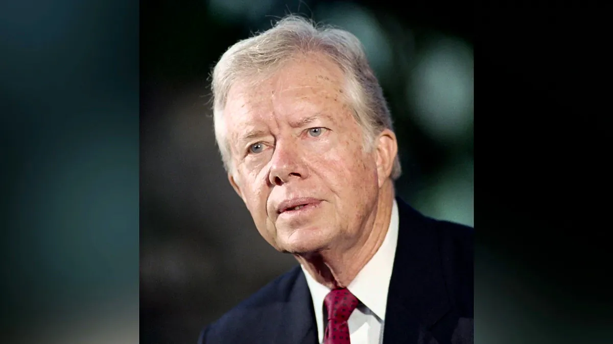 Former U.S. President Jimmy Carter on June 30, 1987, after Carter signed an agreement between China and Global 2000, a humanitarian aid organization which will provide training for the handicapped people. (AFP via Getty Images)