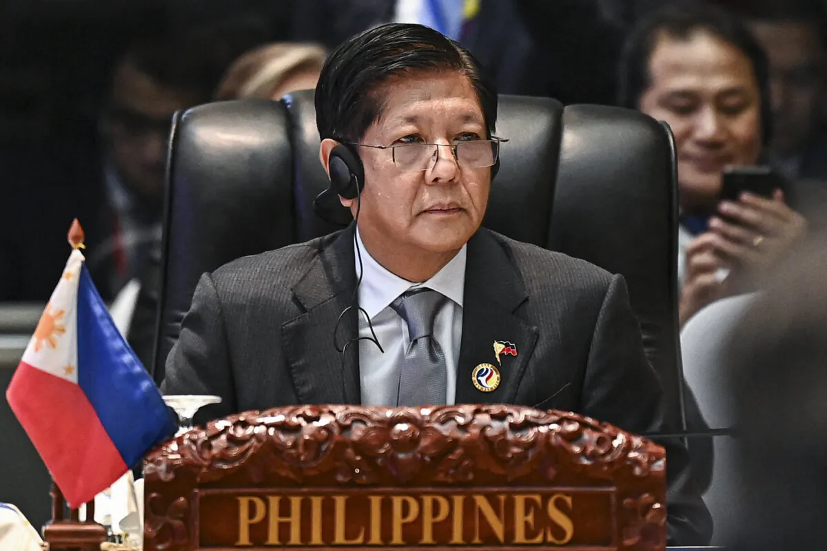 Filipino President Ferdinand Marcos Jr. attends the 25th ASEAN-South Korea Summit during the 44th and 45th Association of Southeast Asian Nations (ASEAN) Summits in Vientiane, Laos, on Oct. 10, 2024. (Nhac Nguyen/AFP via Getty Images)