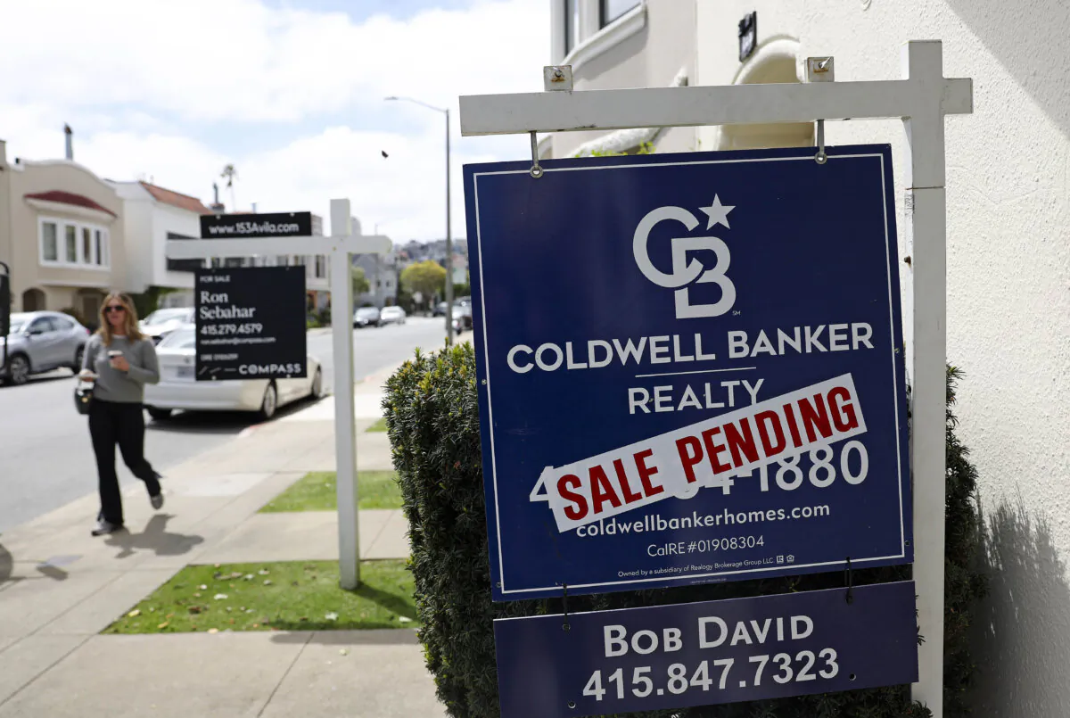 A sign in front of a home for sale in San Francisco on May 11, 2023. (Justin Sullivan / Getty Images)