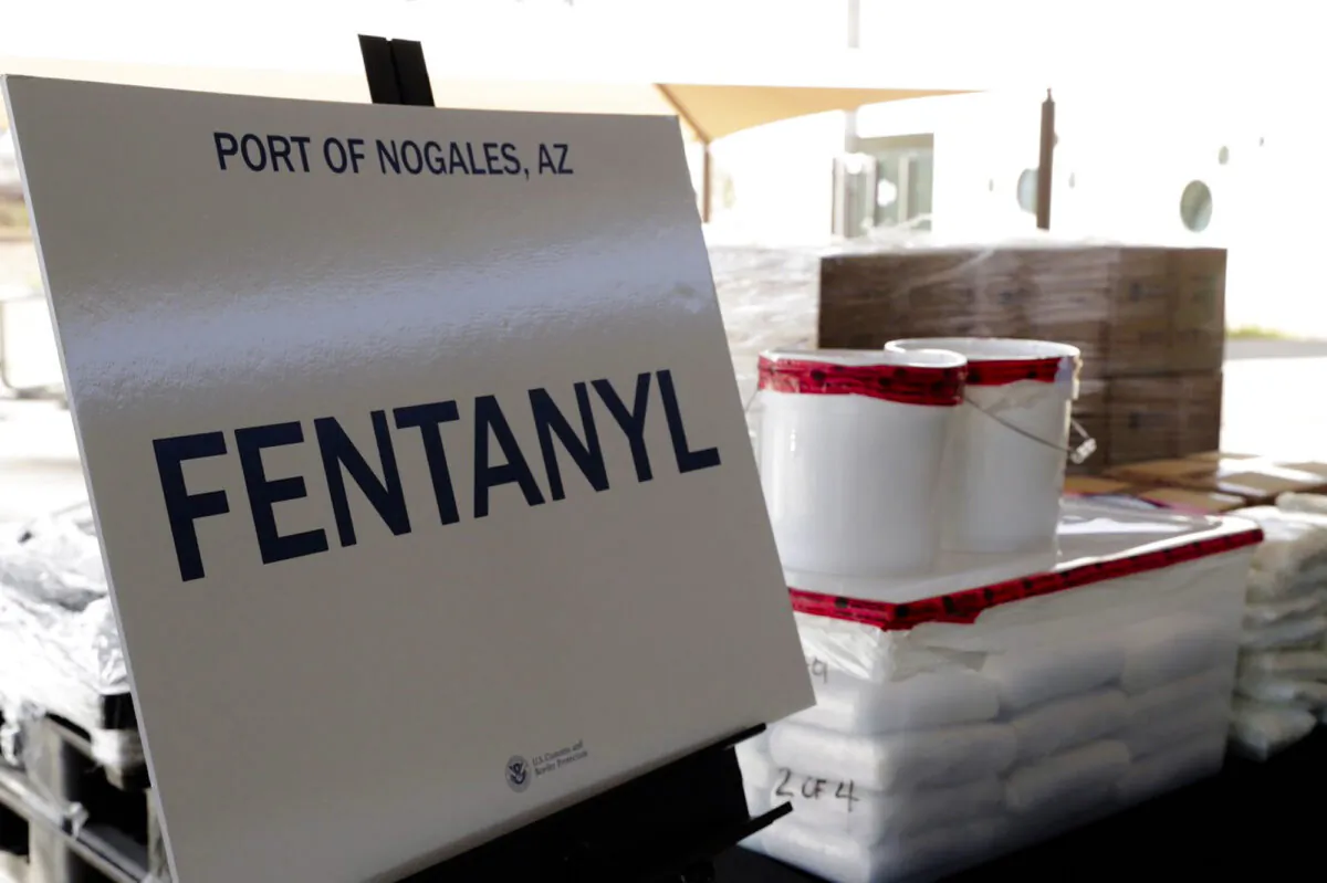 Packets of fentanyl mostly in powder form and methamphetamine, which U.S. Customs and Border Protection say they seized from a truck crossing into Arizona from Mexico, is on display during a news conference at the Port of Nogales, Ariz., on Jan. 31, 2019. (U.S. Customs and Border Protection/Reuters)