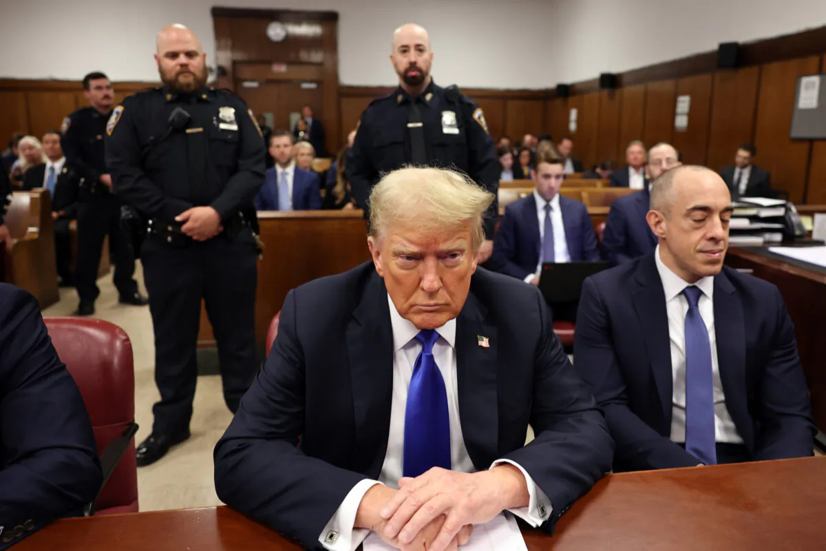 President-elect Donald Trump sits in the courtroom during his trial at Manhattan Criminal Court in New York City on May 30, 2024. (Michael M. Santiago/Getty Images)
