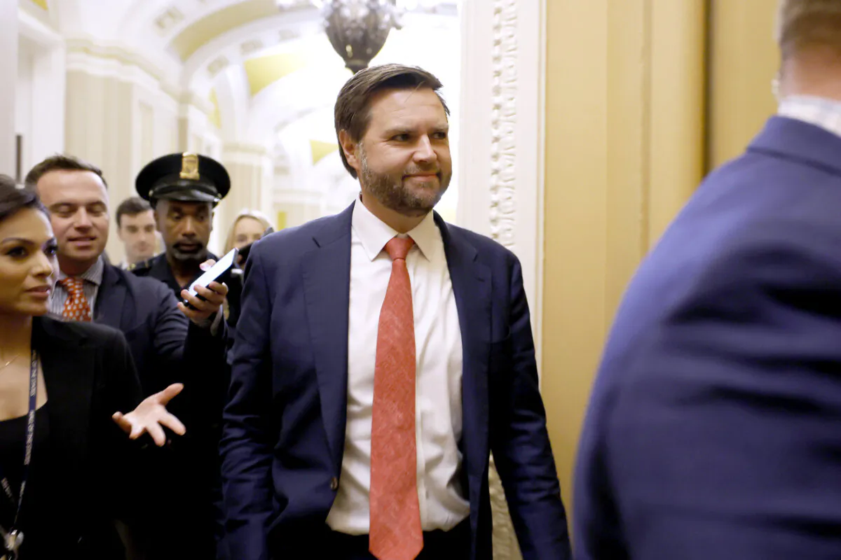 Vice President e (R-Ohio) departs from the Senate Chambers during a vote in the U.S. Capitol in Washington on Dec. 18, 2024. (Anna Moneymaker/Getty Images)