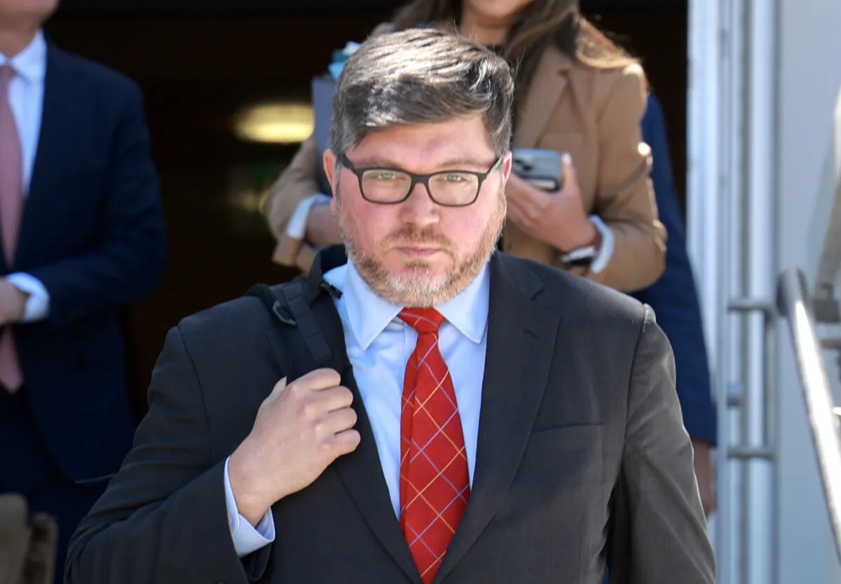 Lawyer Stanley Woodward leaves the Alto Lee Adams Sr United States Courthouse in Fort Pierce, Fla., on May 22, 2024. (Joe Raedle/Getty Images)