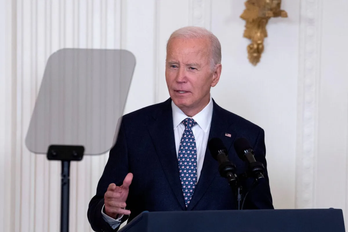 President Joe Biden delivers remarks at a Medal of Honor Ceremony in the East Room of the White House on Jan. 3, 2025. (Chris Kleponis/AFP via Getty Images)