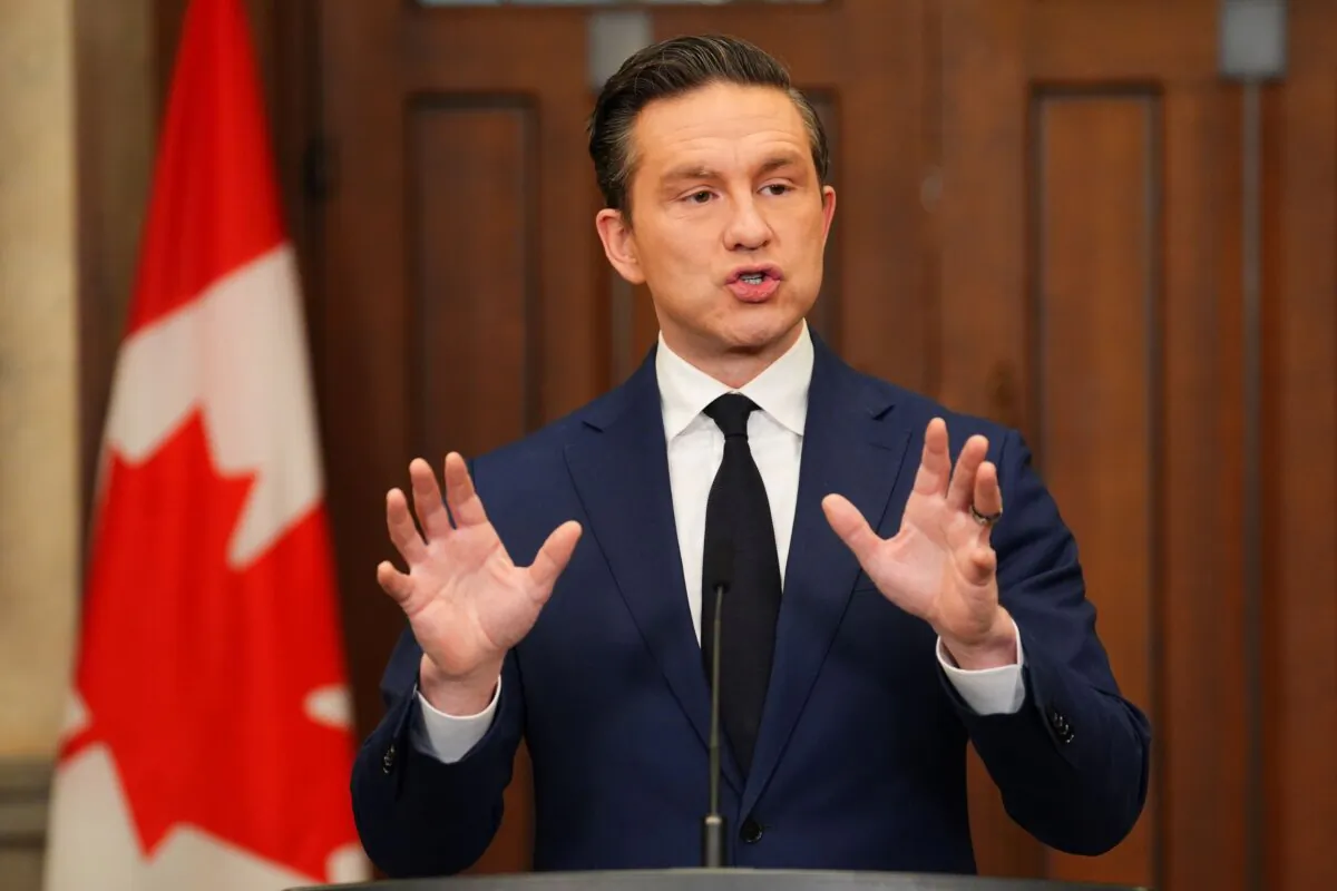 Conservative Leader Pierre Poilievre holds a news conference in Ottawa on Dec. 20, 2024. (The Canadian Press/Sean Kilpatrick)